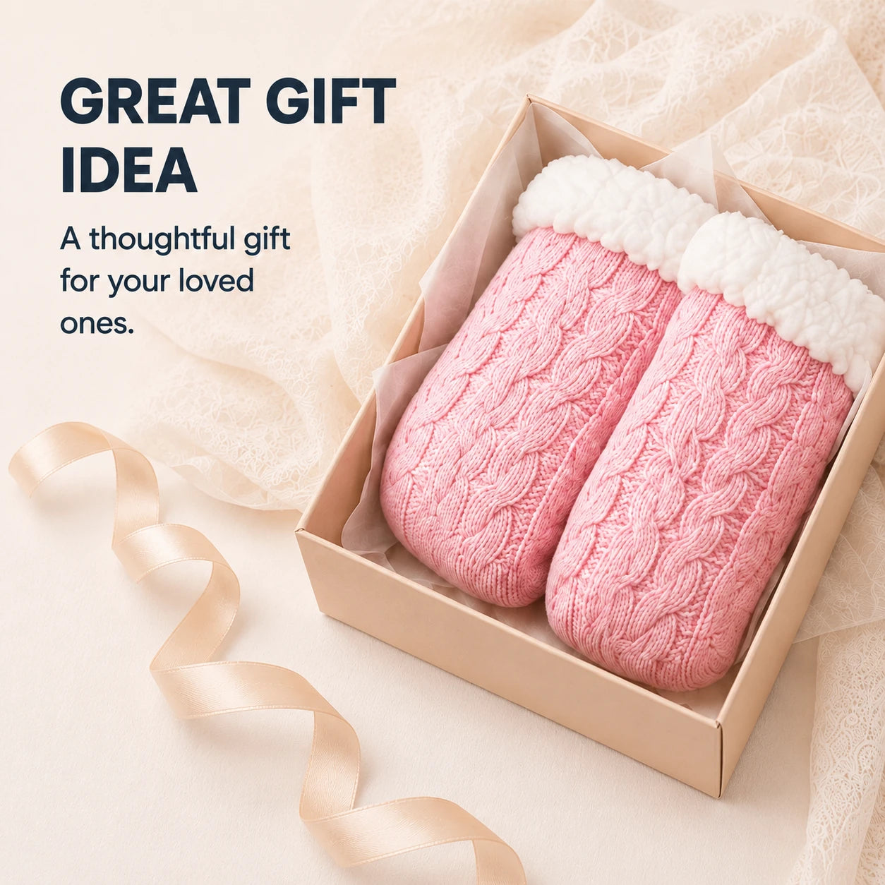 Pink slipper socks presented as a gift