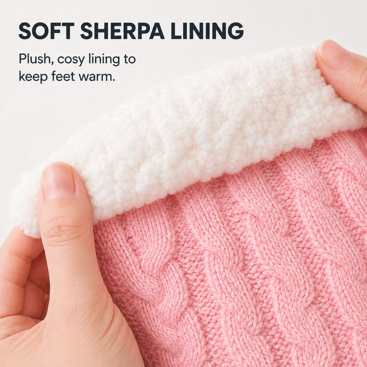 Soft sherpa lining on pink slipper socks