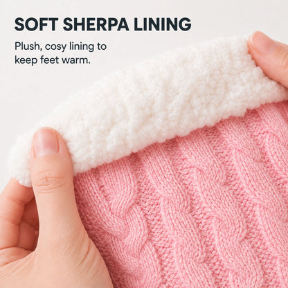 Soft sherpa lining on pink slipper socks