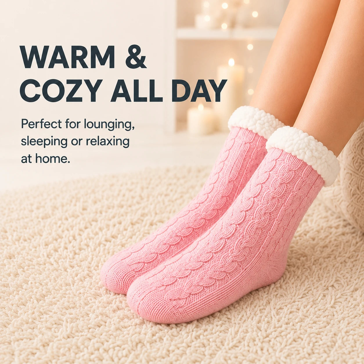 Pink slipper socks for cosy indoor wear